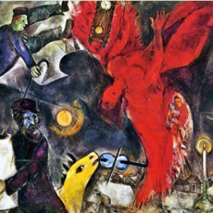 Το ξεκίνησε το 1923 και ολοκληρώθηκε το 1947. Έχει ενσωματώσει μοτίβα που θυμίζουν τον ρωσικό κόσμο του. Είναι μια στοιχειωτική αλληγορία για τις θηριωδίες του Ολοκαυτώματος. Ξεχωριστό ενδιαφέρον έχει το γεγονός πως, στη μία γωνία του καμβά, βρίσκεται ο Εσταυρωμένος, κάτι που δείχνει ότι ο Marc Chagall θεωρούσε το «Shoa» ως παναθρώπινη τραγωδία, όχι μόνο εβραϊκή.